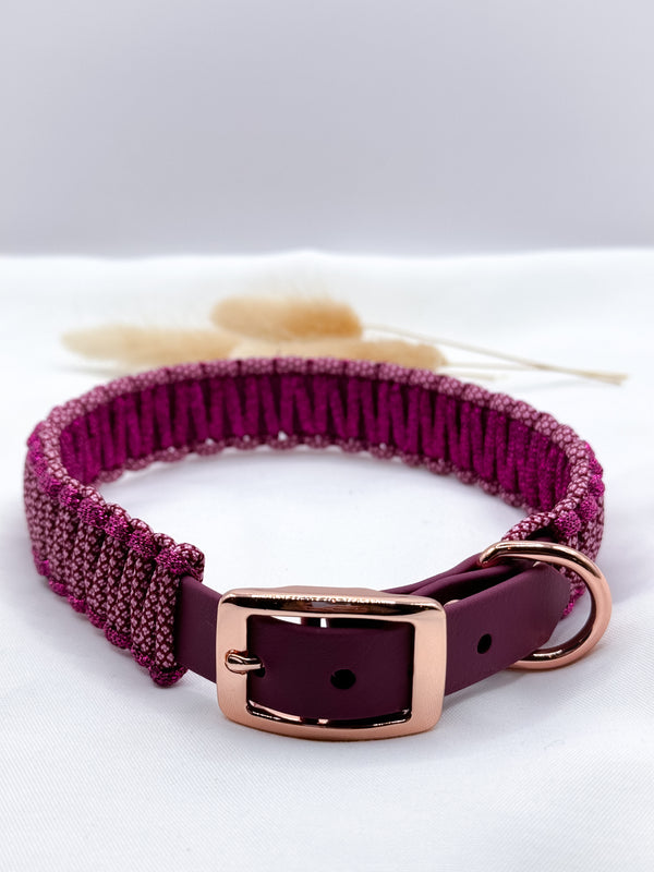 Biothanehalsband Gr. L Bordeaux Glitzer Roségold