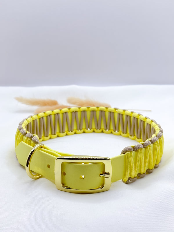 Biothanehalsband Modell Pepper Pastellgelb Beige Gold Gr. L