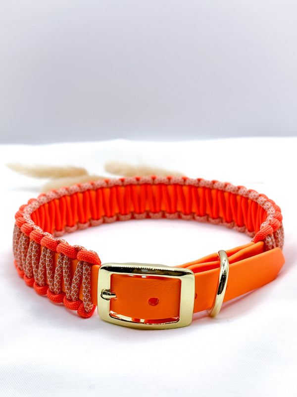 Biothanehalsband Modell Pepper Orange Peach Gold Gr. L