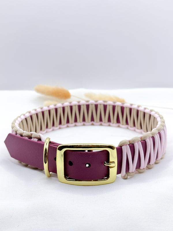 Biothanehalsband Modell Pepper Gr. L / XL Bordeaux / Rosa