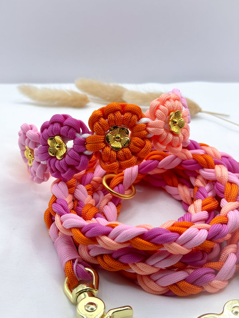 Blütenhalsband Flora Standard Pink Orange - Peppaw Dogshop