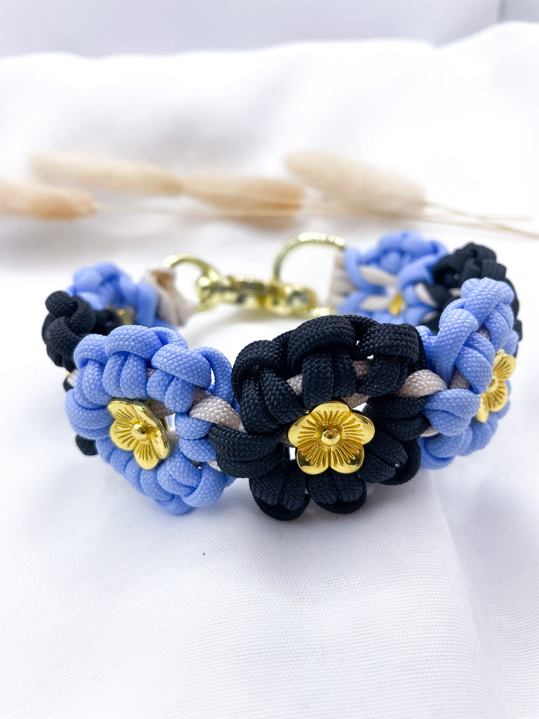 Blütenhalsband Flora Standard Blau/Navy - Peppaw Dogshop