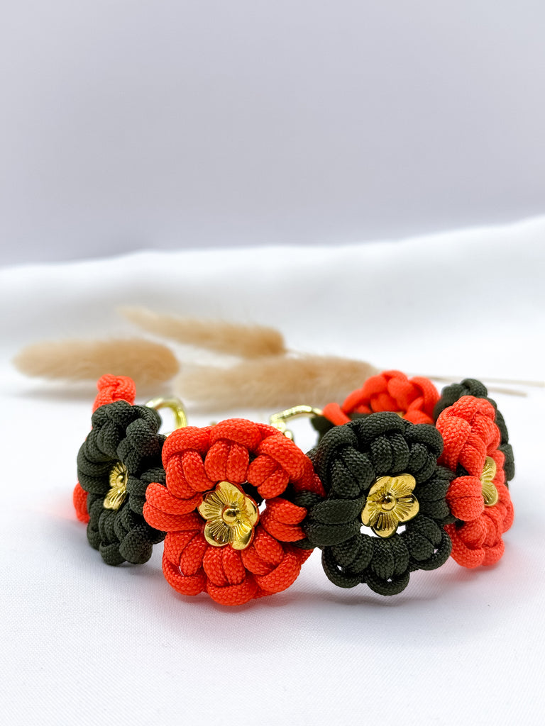 Blütenhalsband Flora Standard Olive/Orange - Peppaw Dogshop