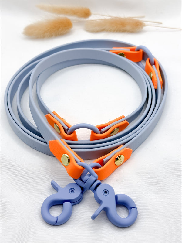 Biothaneleine Biothane Hundeleine Babyblau Orange Hardware